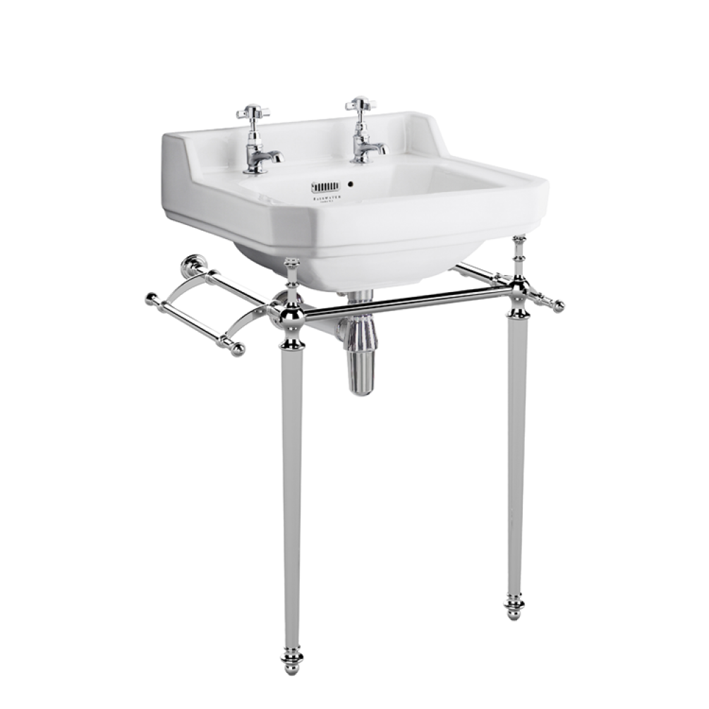 Photo of 500mm Bayswater Fitzroy Basin with 2TH on Traditional Round Basin Stand with Towel Rail