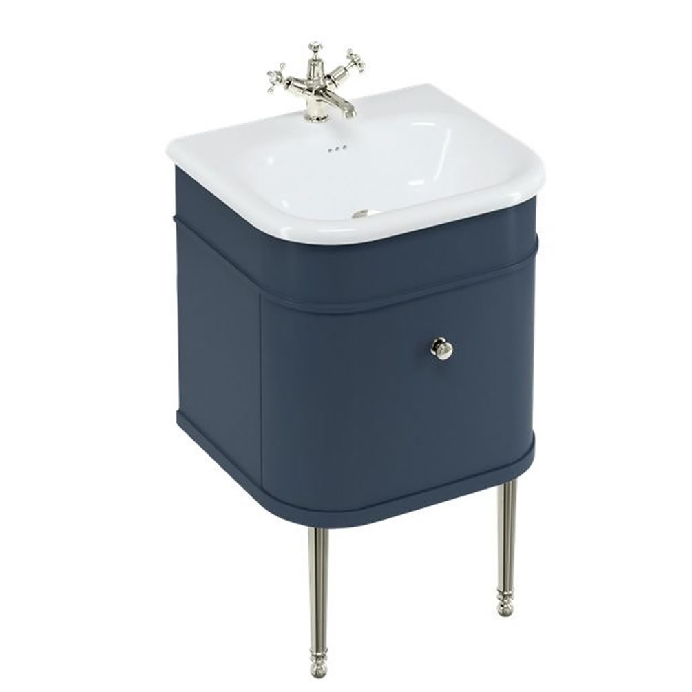 Burlington Chalfont 550mm Blue Vanity Unit & Brushed Nickel Legs