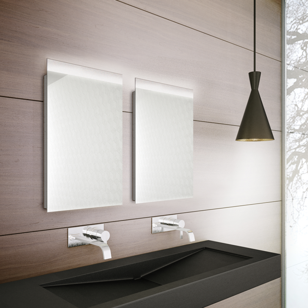 Product Lifestyle image of the Origins Living Topline 400mm x 700mm Backlit LED Mirror B006109