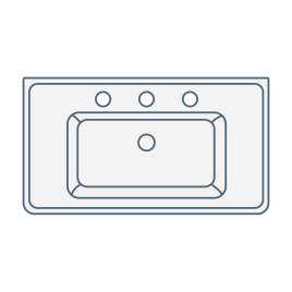 iconography image of a triple/three tap hole basin or bathroom sink from above