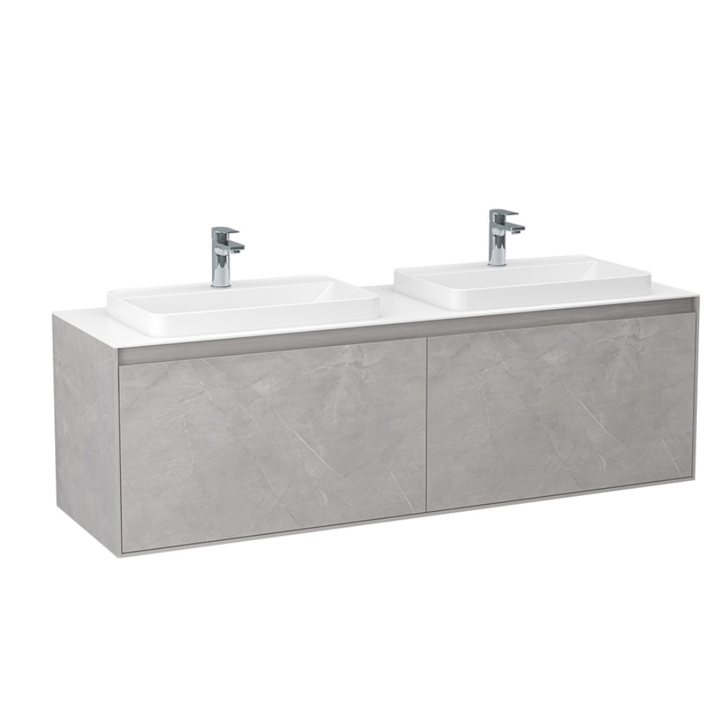 Imex Arco Slate 1600mm Wall Mounted Double Countertop Vanity Unit Cut Out