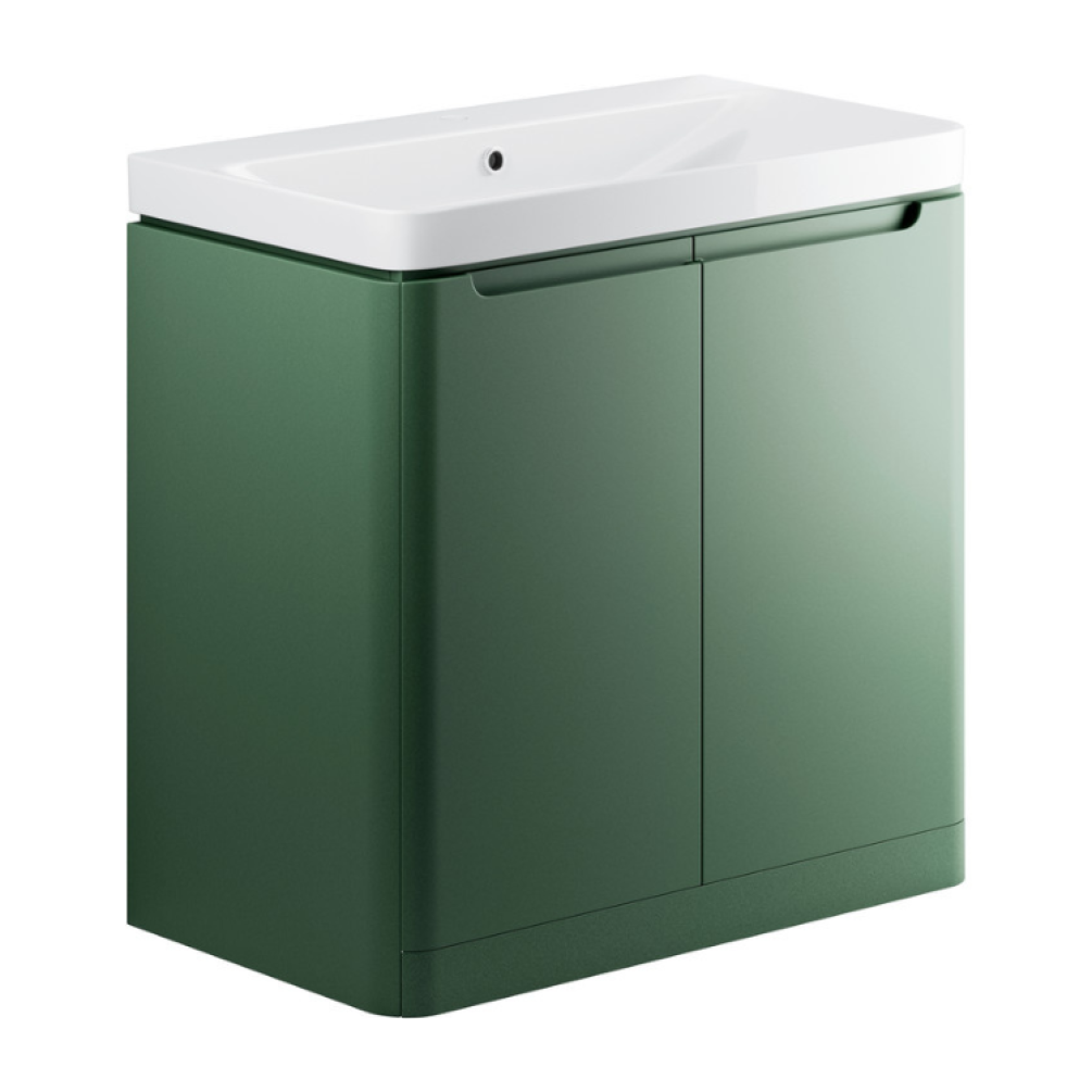Apex Matt Sage Green 2 Door Floorstanding Vanity Unit & Basin