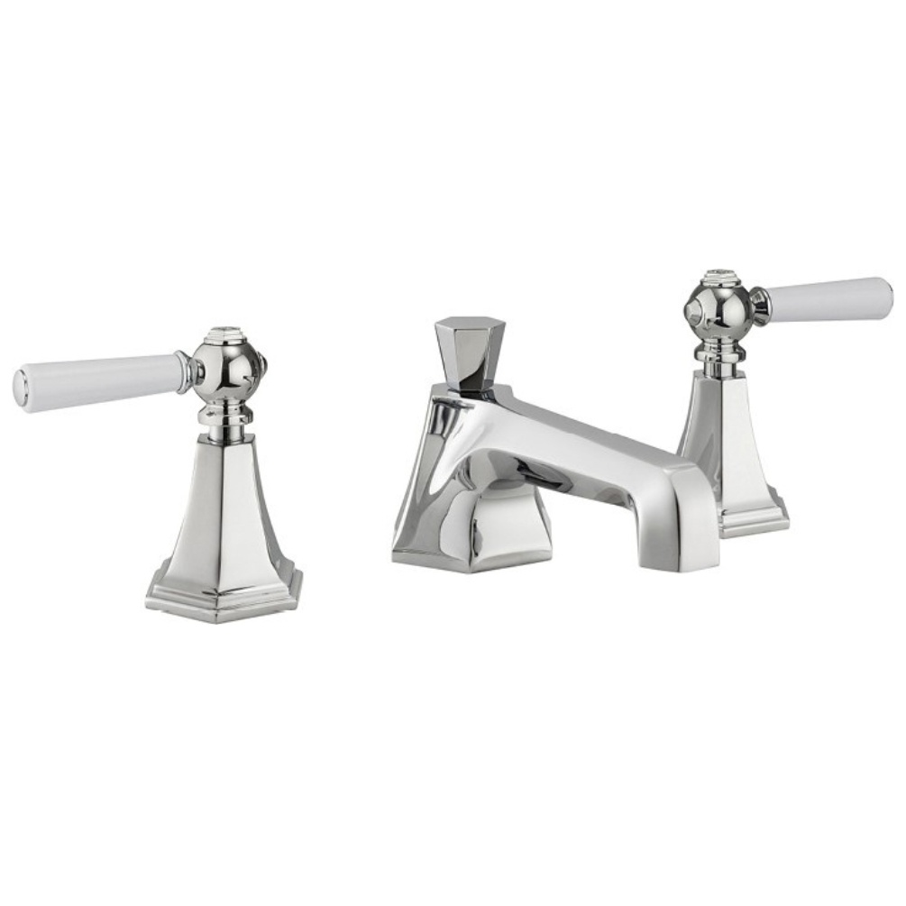 Cut out image of the Crosswater Waldorf Chrome 3 Tap Hole White Lever Handle Deck Mounted Basin Mixer