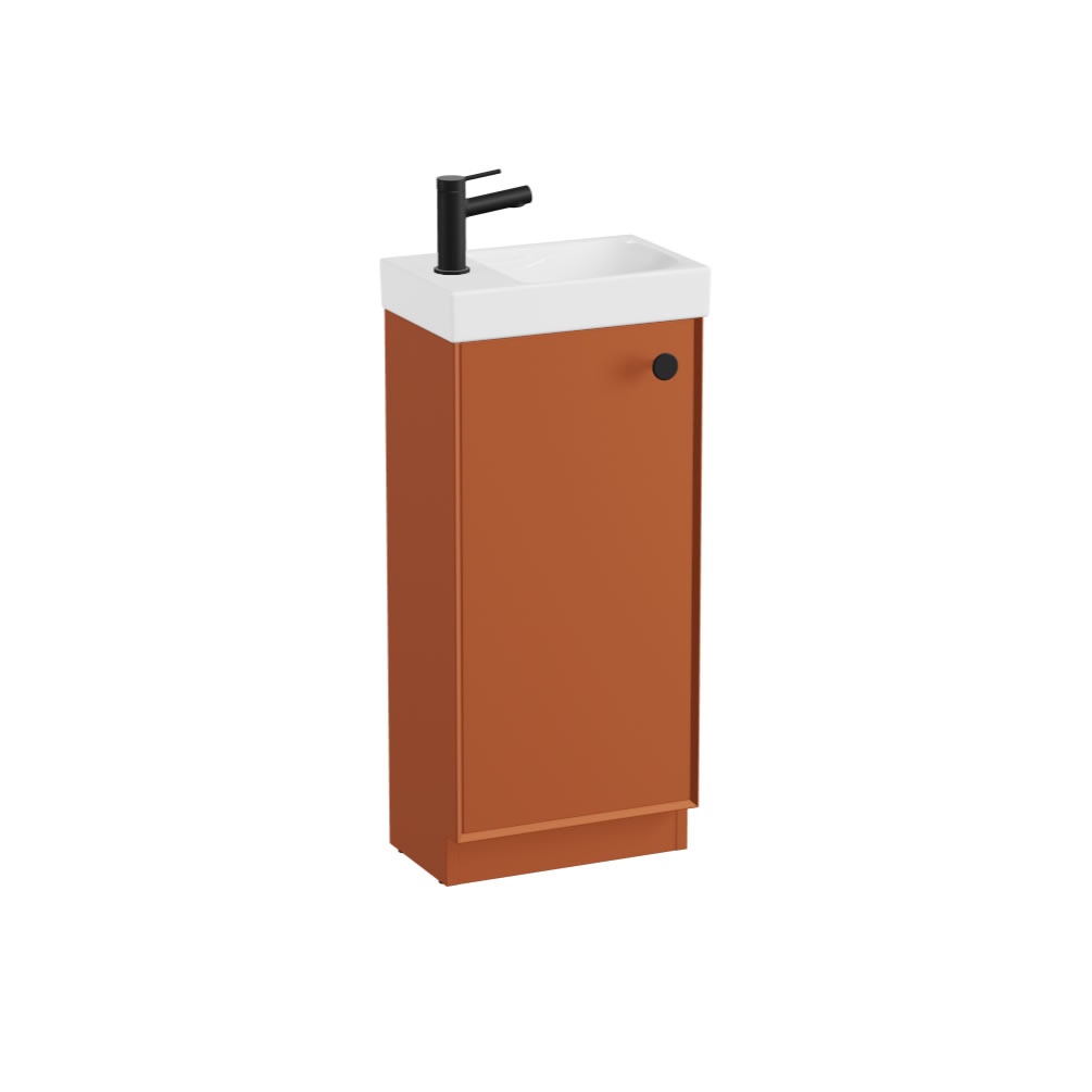 Vado Safari Smooth 400mm Terracotta Vanity Unit & Ceramic Basin - Right Pull