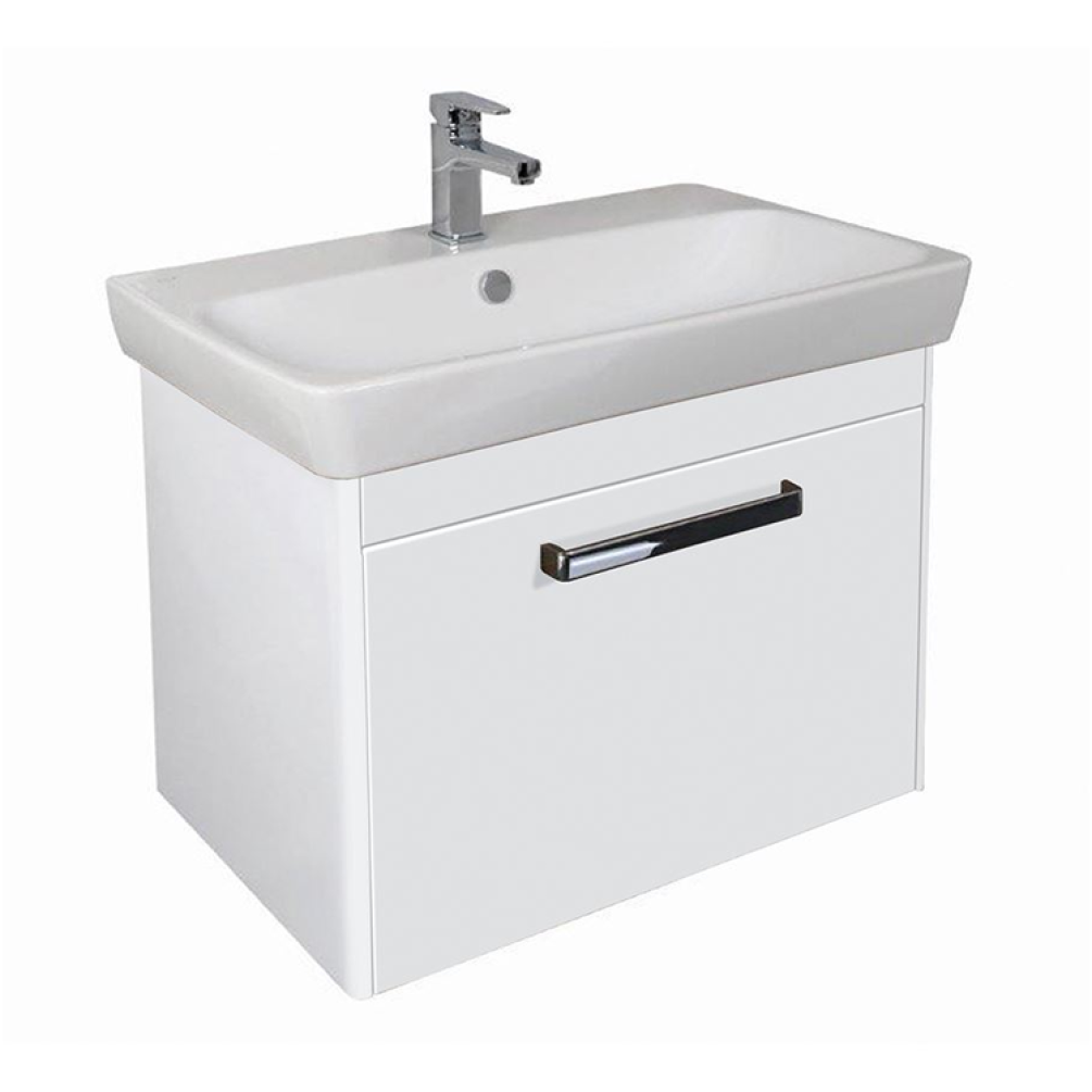 Photo of Vitra Designer M-Line Gloss White 800mm Single Drawer Wall Hung Unit & Basin Cutout