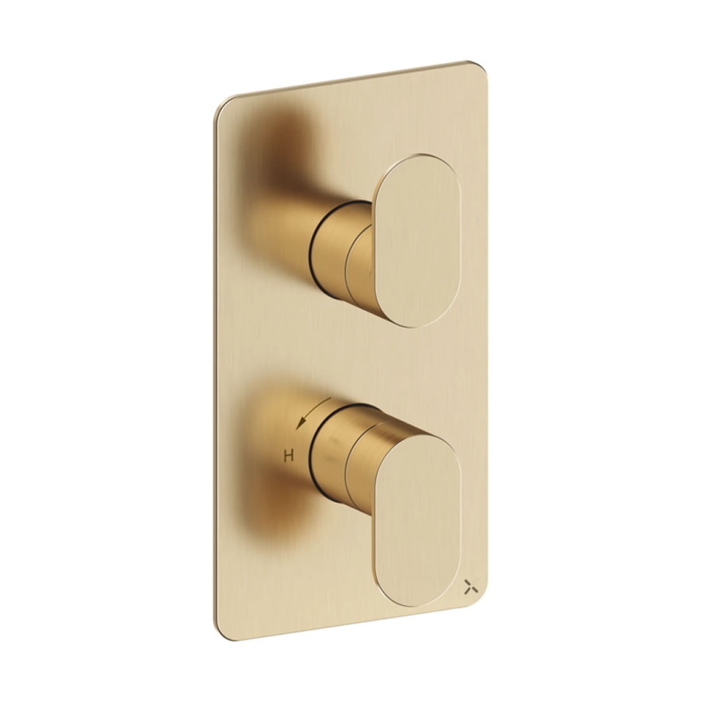 Crosswater Drift Brushed Brass Thermostatic 1 Outlet 2 Handle Shower Valve