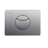 Product image from front of Villeroy and Boch ViConnect E100/100S Brushed Chrome Dual Flush Toilet Flush Button Plate 92248569