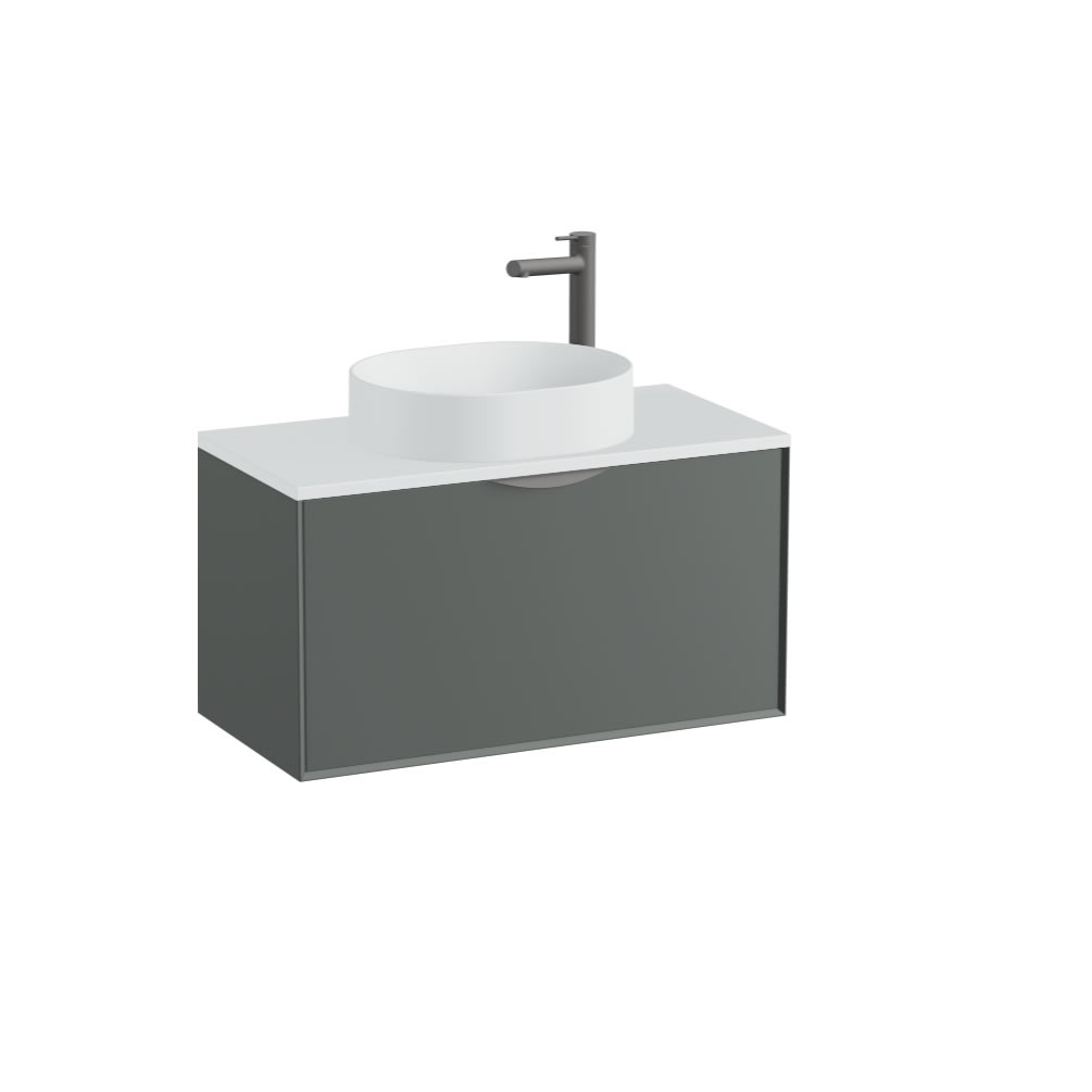 Vado Safari Smooth 800mm Charcoal Grey Wall Hung Vanity Unit & Arctic White Worktop