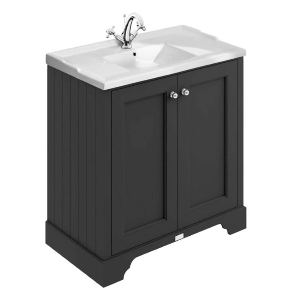 Bayswater 800mm Matt Black 2 Door Floorstanding Vanity Unit