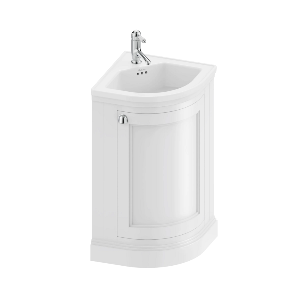 Burlington Matt White Corner Freestanding Vanity Unit & Ceramic Basin
