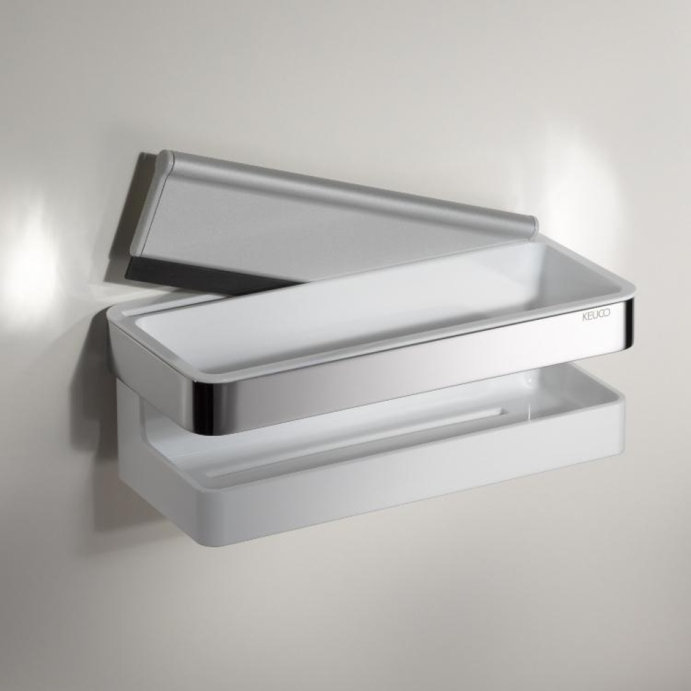 Close up product image of Keuco Collection Moll Chrome Shower Basket with Glass Wiper 12759 010000