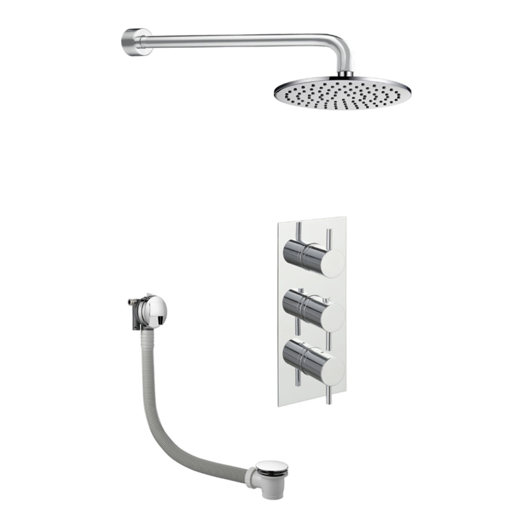 JTP Florence Shower Valve Kit With Head, Arm & Exofil Overflow Filler