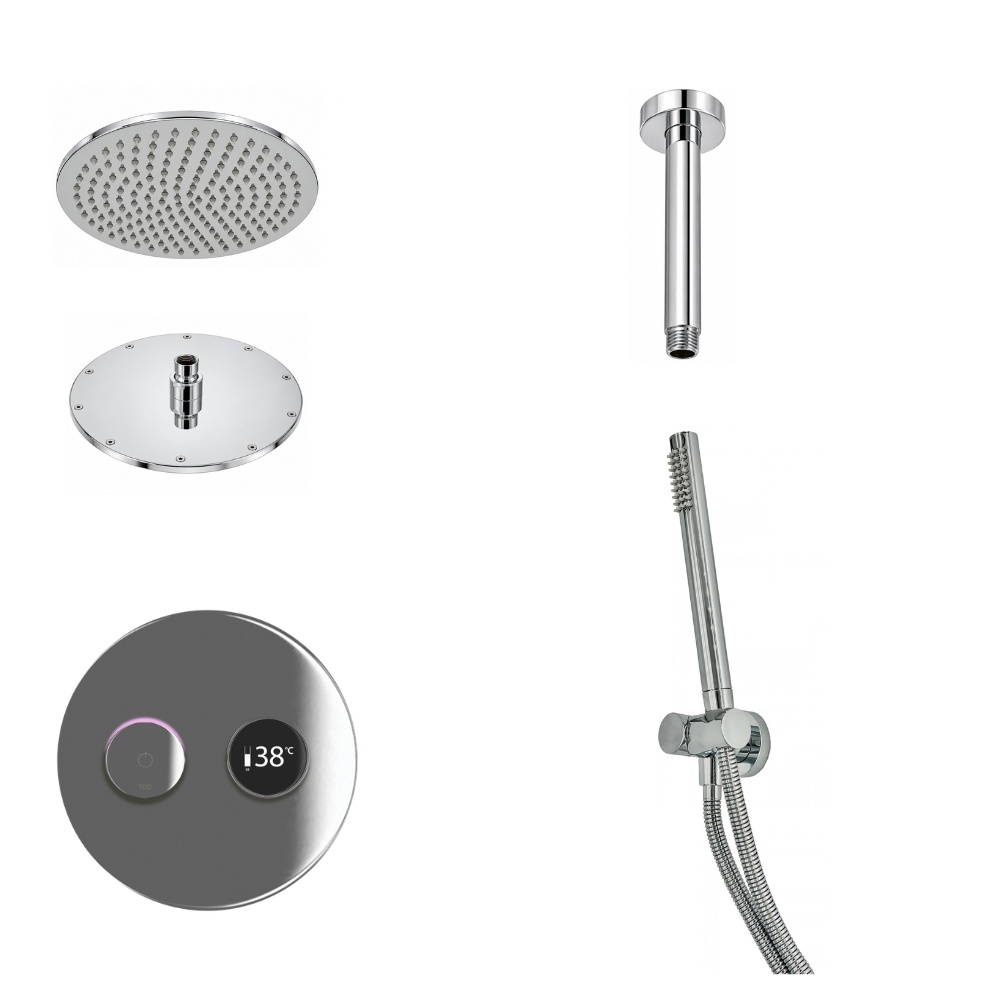 Chrome Round Valve Ceiling Arm Cut Out
