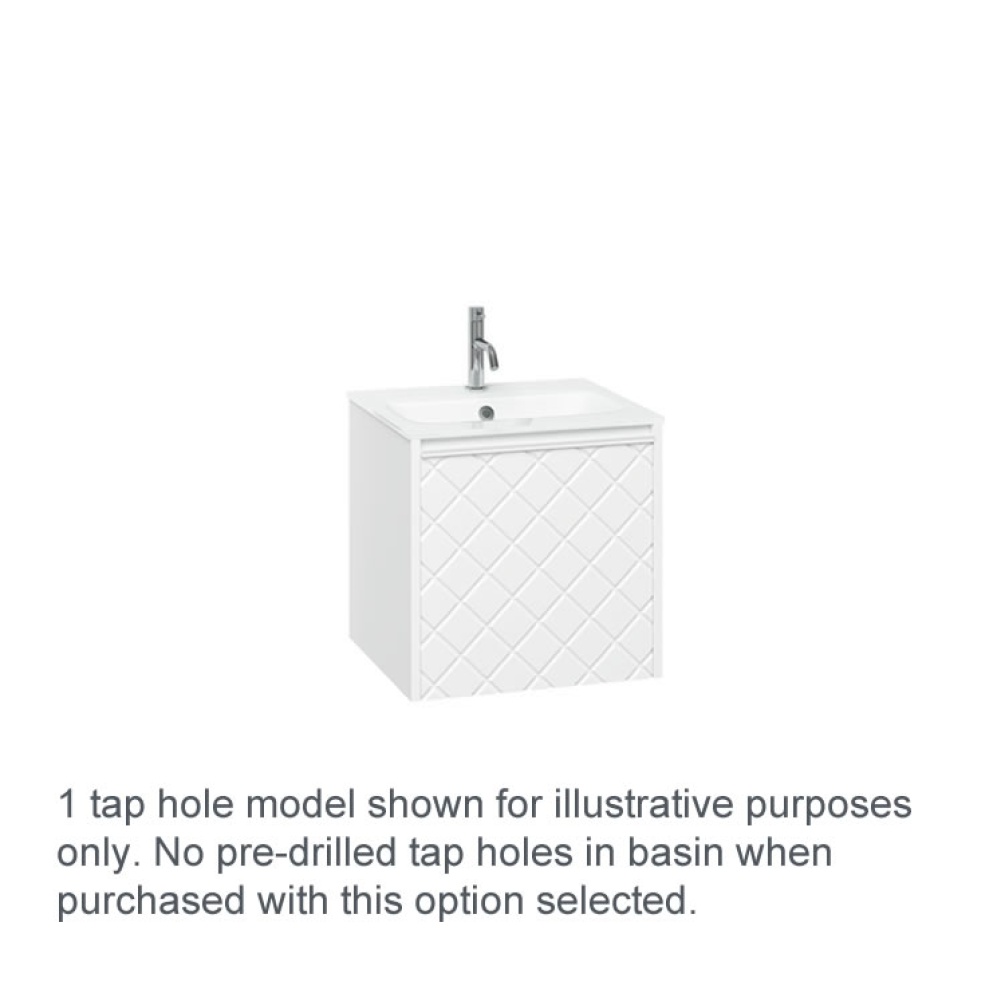Cutout image of Crosswater Vergo Matt White 500 Wall-Hung Vanity Unit with Ice White Glass Basin