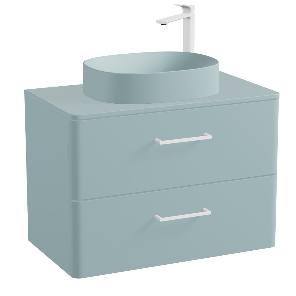 Vado Cameo 800mm Cove Blue Wall Hung 2 Drawer Vanity Unit, Worktop & Basin