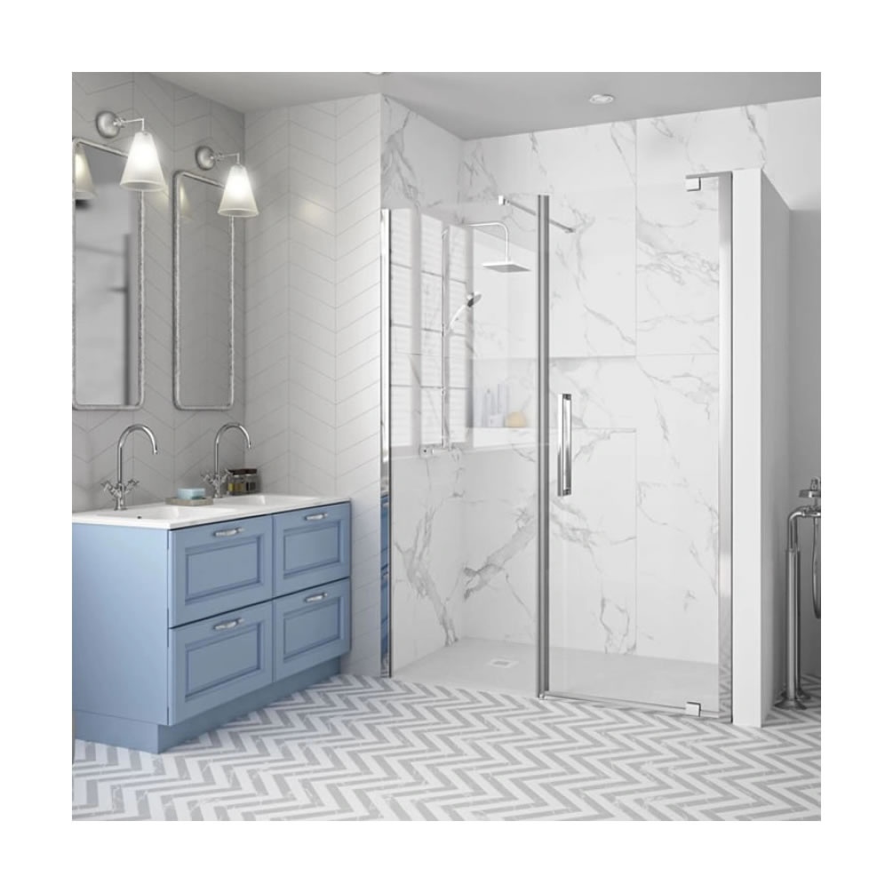 Lifestyle image of Merlyn 10 Series 1400mm Pivot Shower Door & Inline Panel