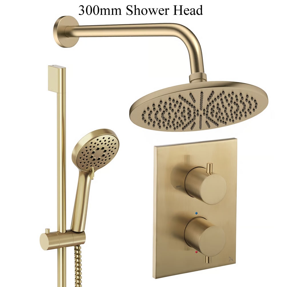 Cutout image of Crosswater Crossbox Brushed Brass Dual Outlet Slide Rail Shower Set