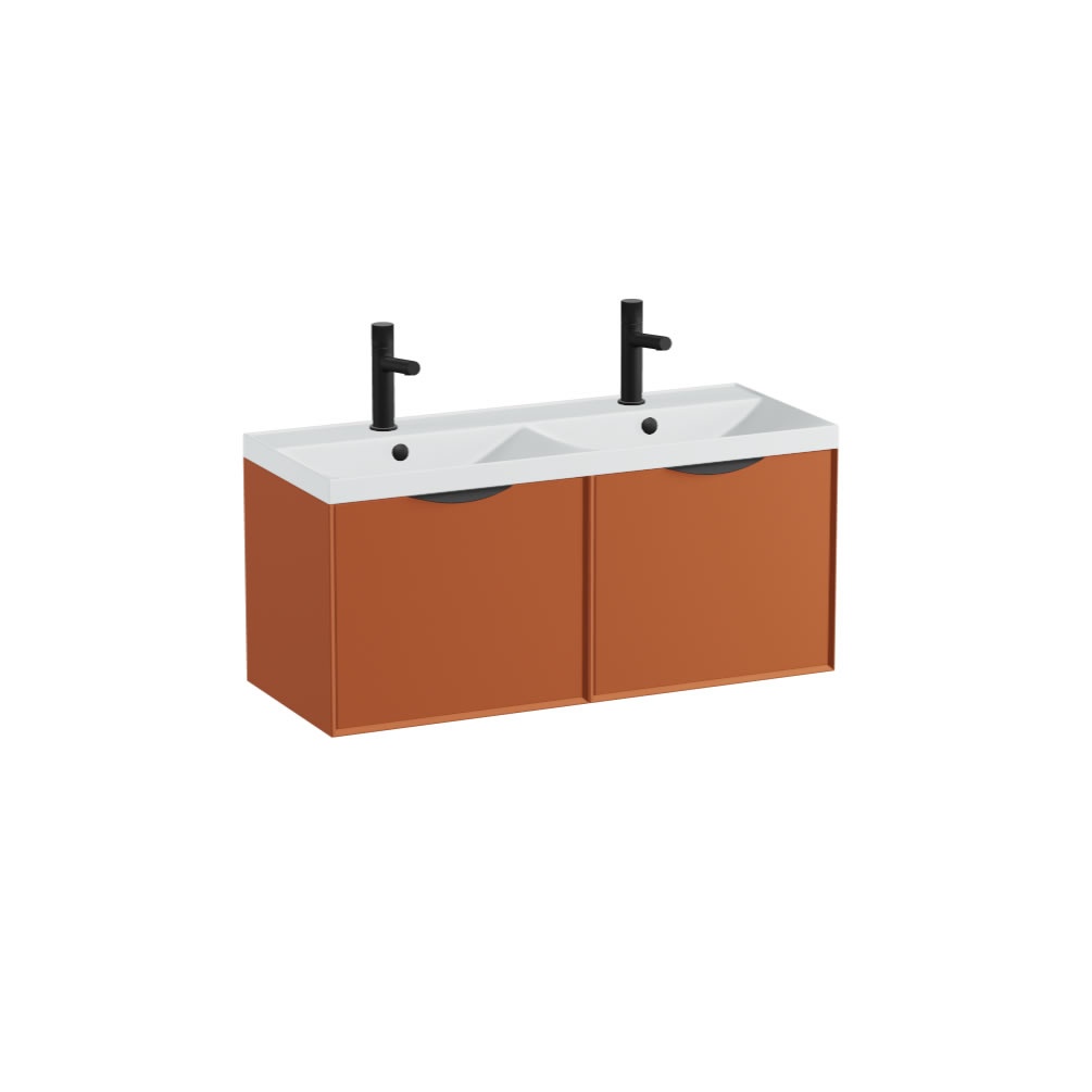 Vado Safari Smooth 1000mm Terracotta Wall Hung Vanity Unit & Arctic White Basin