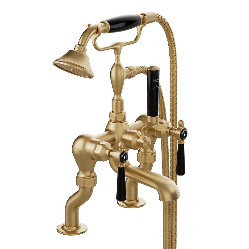 Booth & Co. Axbridge Black Lever Brushed Brass Bath Shower Mixer