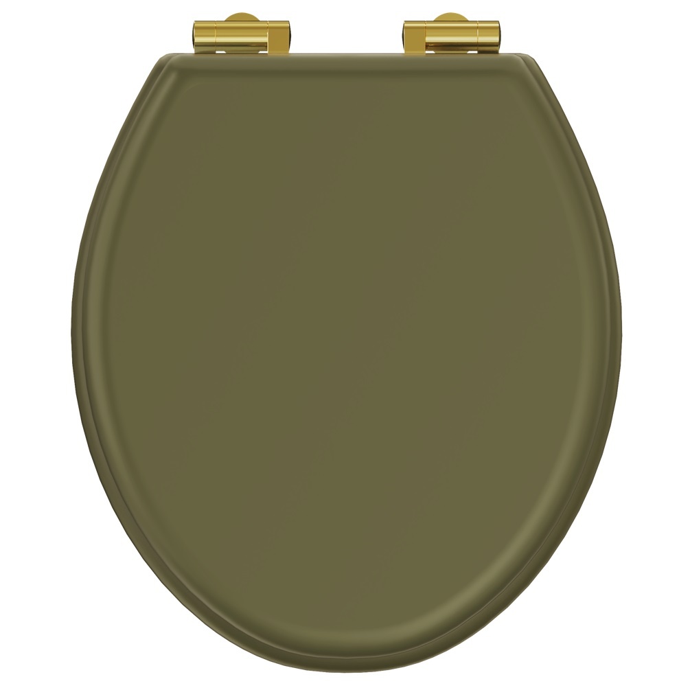 Product cut out image of Burlington Guild Carlyle Green Soft Close Toilet Seat with Gold Hinges GU6105CG GUHGG