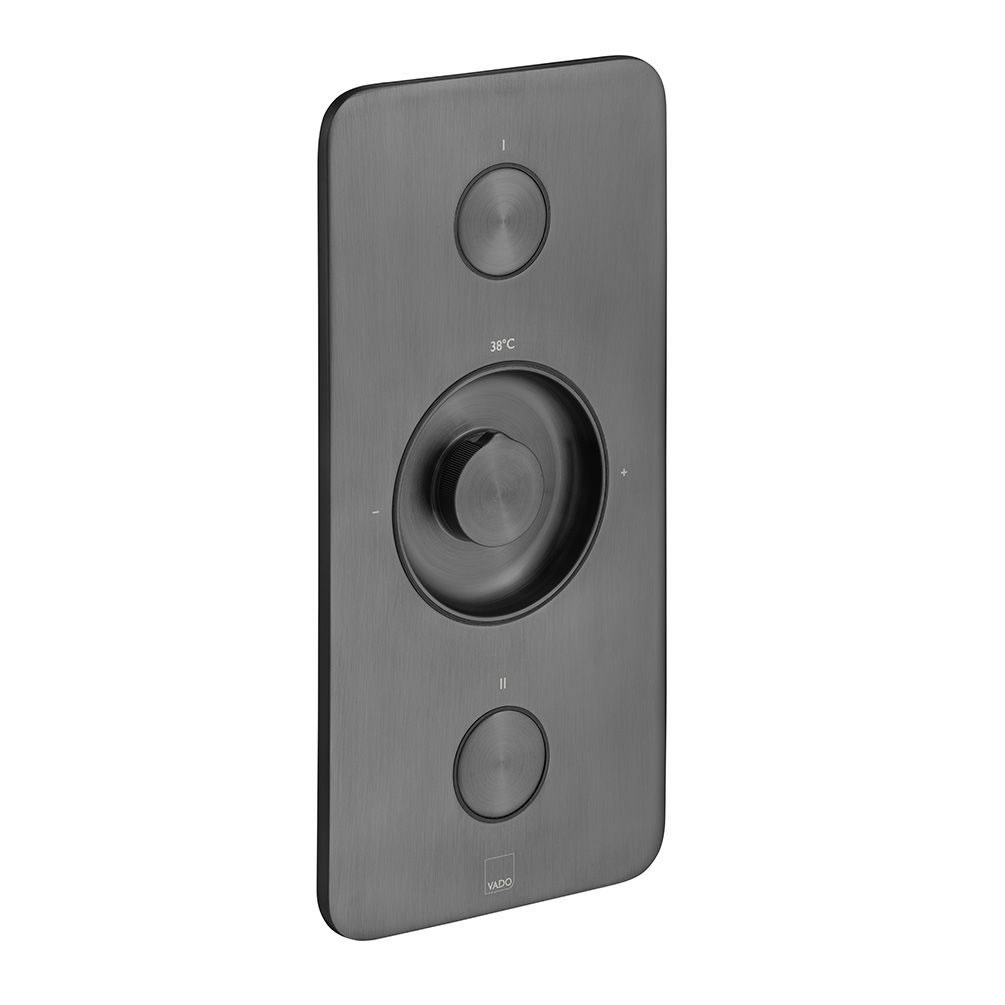 Cutout image of Vado Zone Brushed Black Dual-Outlet Thermostatic Shower Valve
