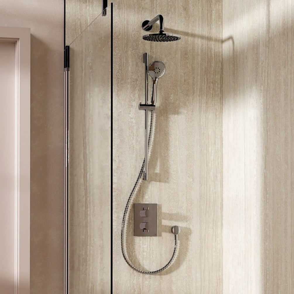 Lifestyle image of Crosswater Crossbox Chrome Dual Outlet Slide Rail Shower Set