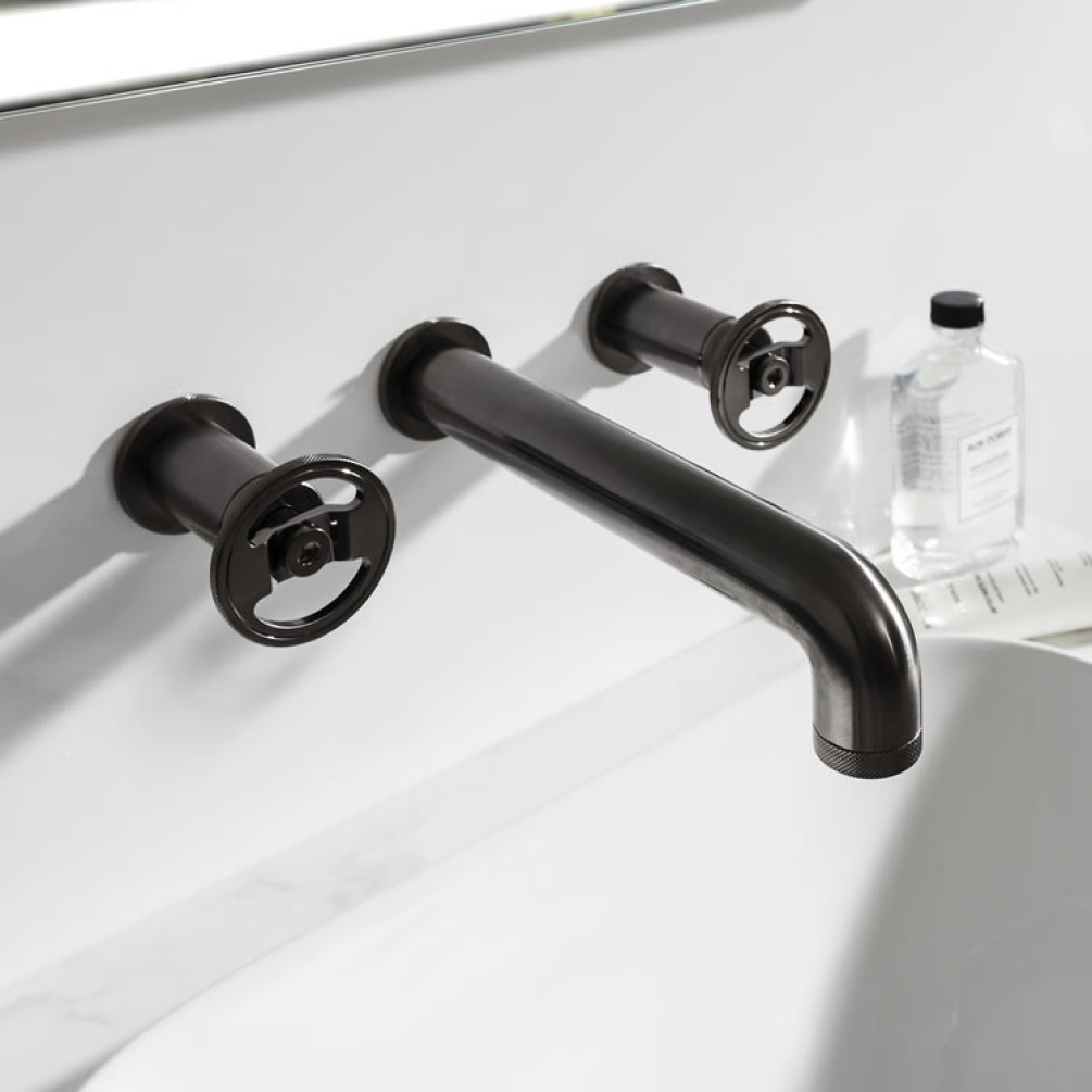 Photo Of Crosswater Union Brushed Black Chrome Wall Mounted Basin Mixer