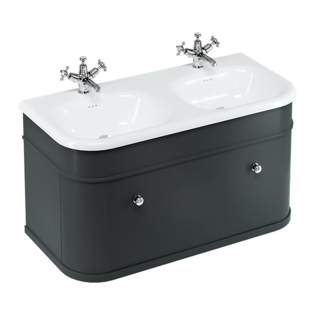 Burlington Chalfont 1000mm Double Basin & Matt Black Wall Hung Unit