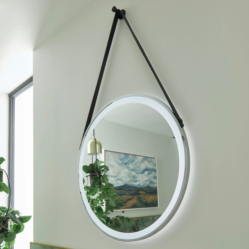Heritage Amberley Chrome 590mm Illuminated Circular Mirror- Lights On