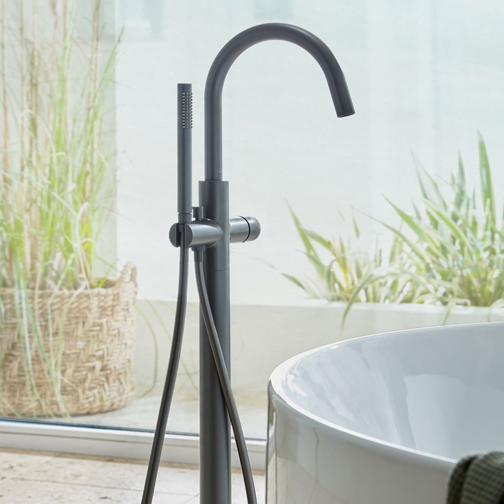 Vado Safari Leverless Pewter Floorstanding Bath Shower Mixer - Lifestyle