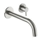 Photo of JTP Inox Brushed Stainless Steel 2TH Wall Mounted Basin Mixer - 155mm Spout Cutout