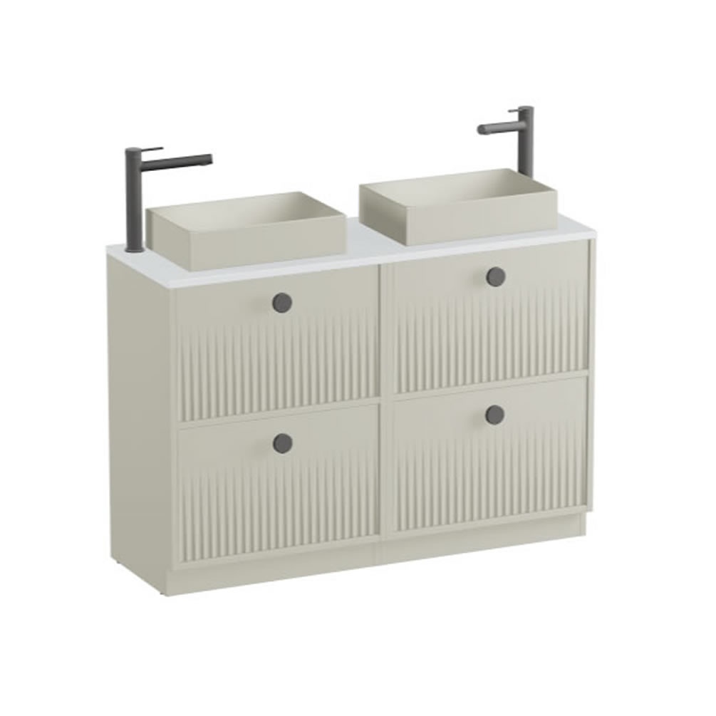 Vado Safari Fluted 1200mm Cashmere Floorstanding Vanity Unit & Arctic Worktop