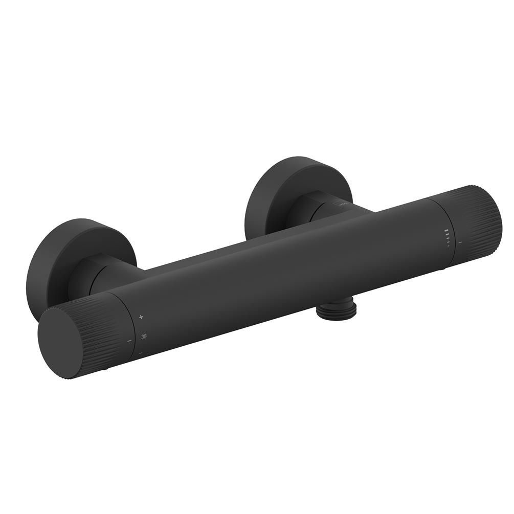 Vado Safari Leverless Fluted Matt Black Exposed Thermostatic Bar Shower Valve