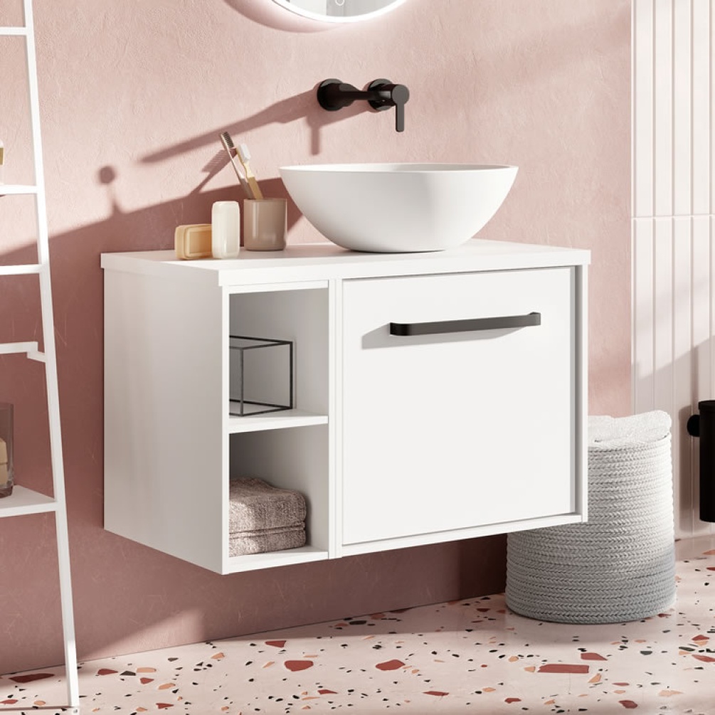 Lifestyle image of Crosswater Infinity 700mm Matt White Vanity Unit & Worktop