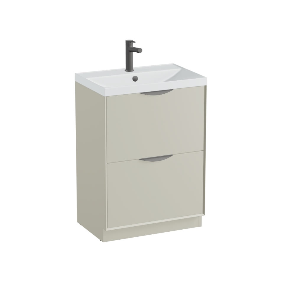 Vado Safari Smooth 600mm Cashmere Floor Mounted Vanity Unit & Mineral Basin