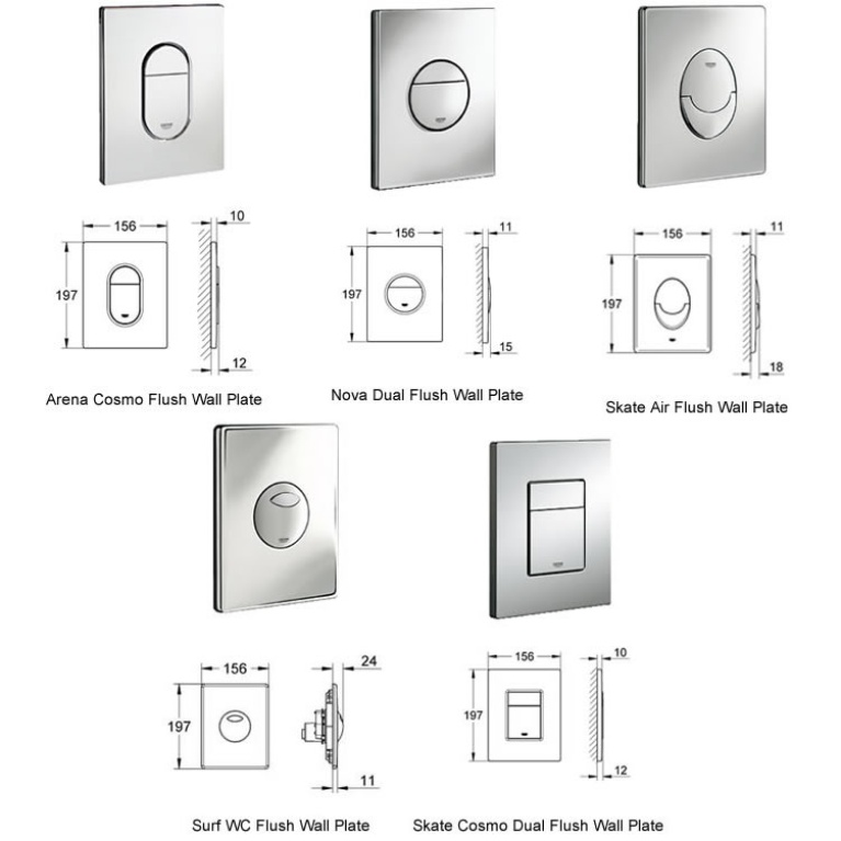 Grohe 1.2 Concealed Flushing Cistern & Flush Plate Grohe Cisterns