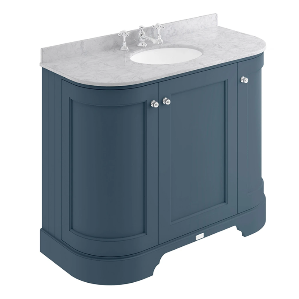Photo of Bayswater Stiffkey Blue 1000mm 3 Door Curved Unit & Grey 3TH Worktop