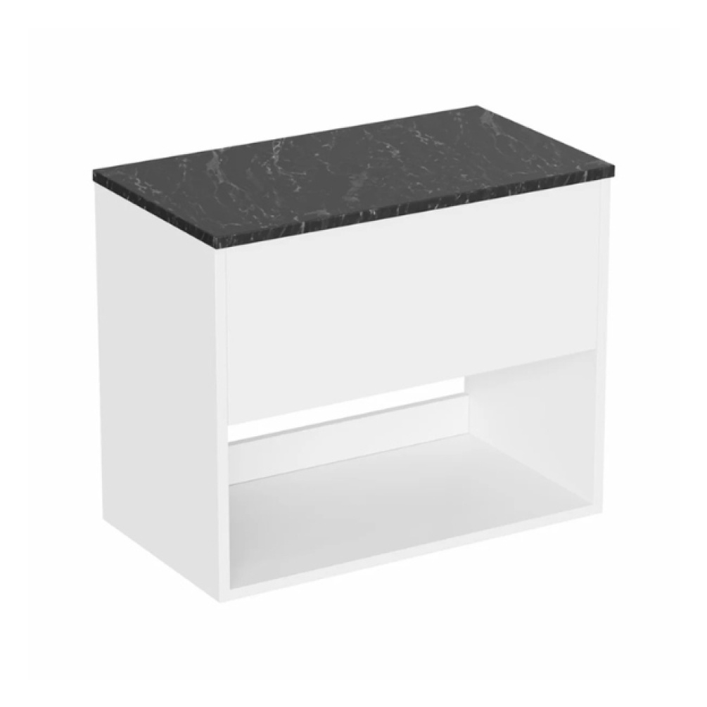 Britton Hackney Glossy White 700mm Wall Hung Vanity Unit & Worktop