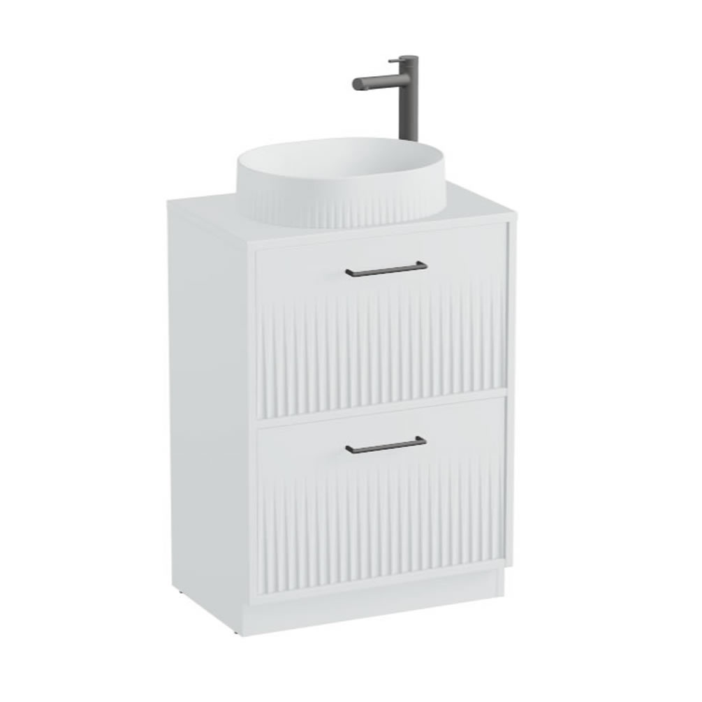 Vado Safari Fluted 600mm Arctic White Floorstanding Vanity Unit & Worktop
