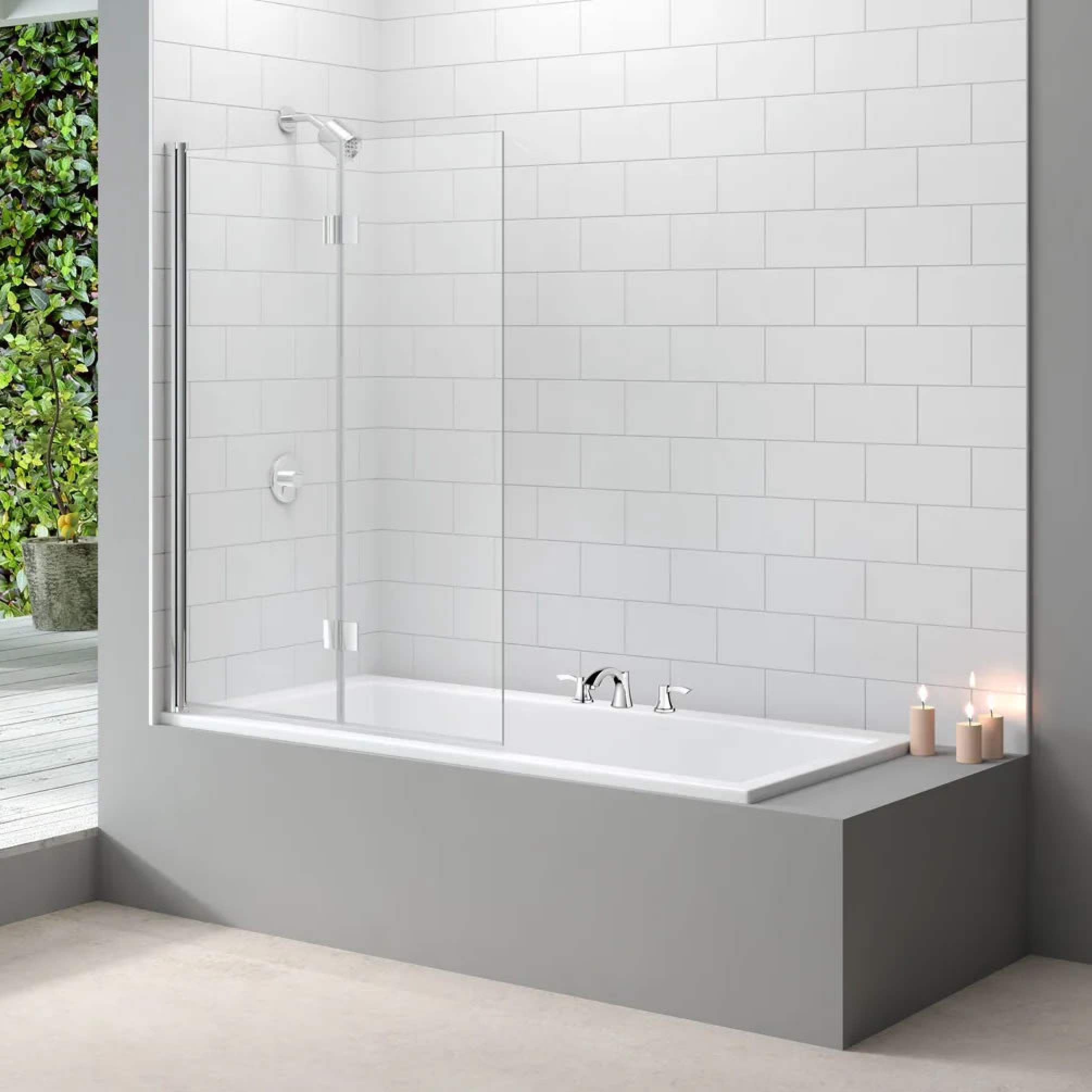 Merlyn MB8 Two Panel Folding Bath Screen - 8mm Glass | Sanctuary Bathrooms
