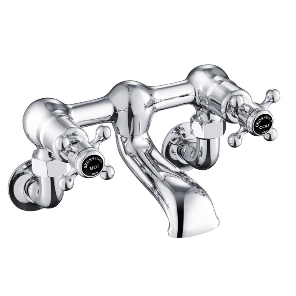 Photo of JTP Grosvenor Cross Chrome Wall Mounted Bath Filler - Black Indices