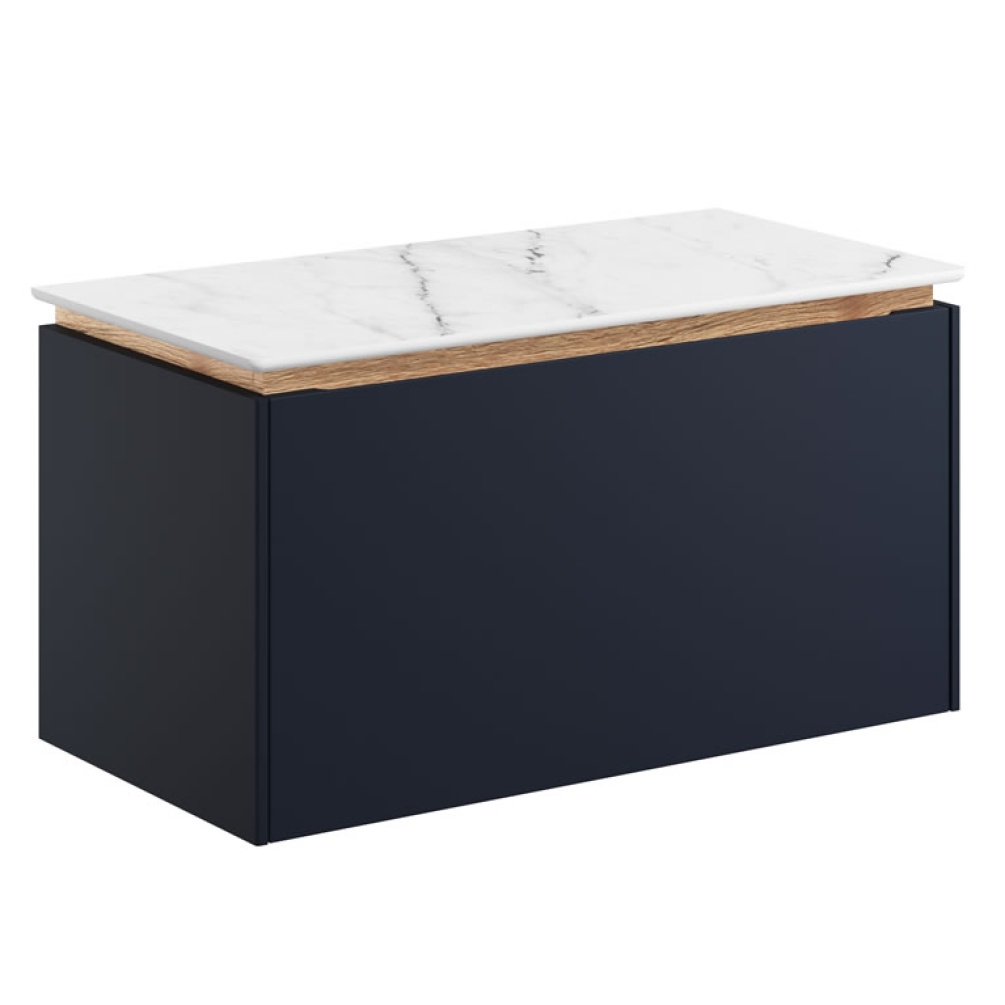Cutout image of Crosswater Mada 700mm Deep Indigo Blue Wall-Hung Vanity Unit & Worktop