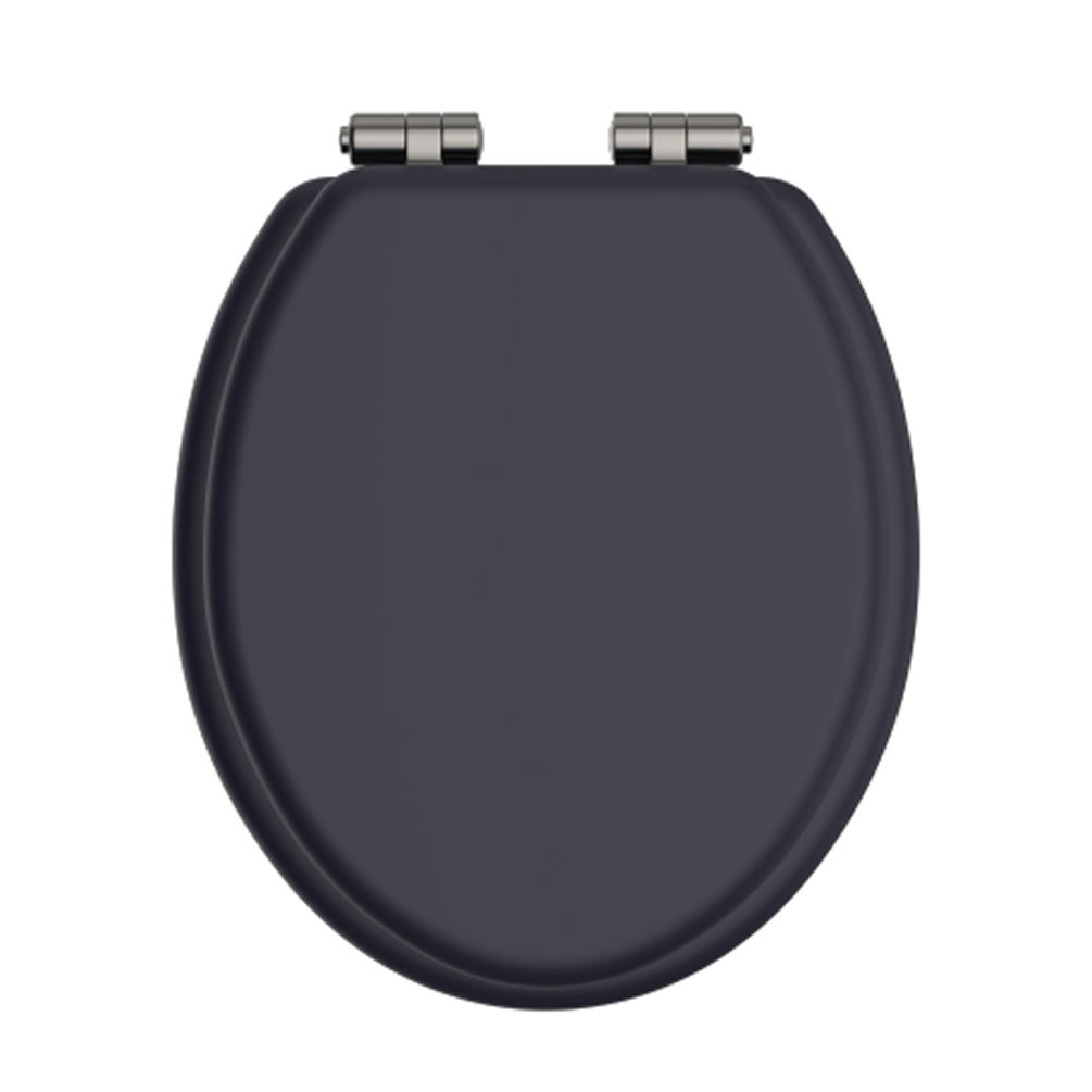 Heritage Midnight Blue Soft Close WC Seat With Brushed Nickel Hinges