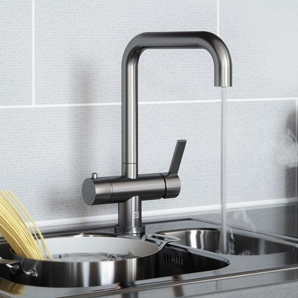 The Tap Factory Milo Brushed Nickel 4 In 1 Instant Hot Kitchen Tap