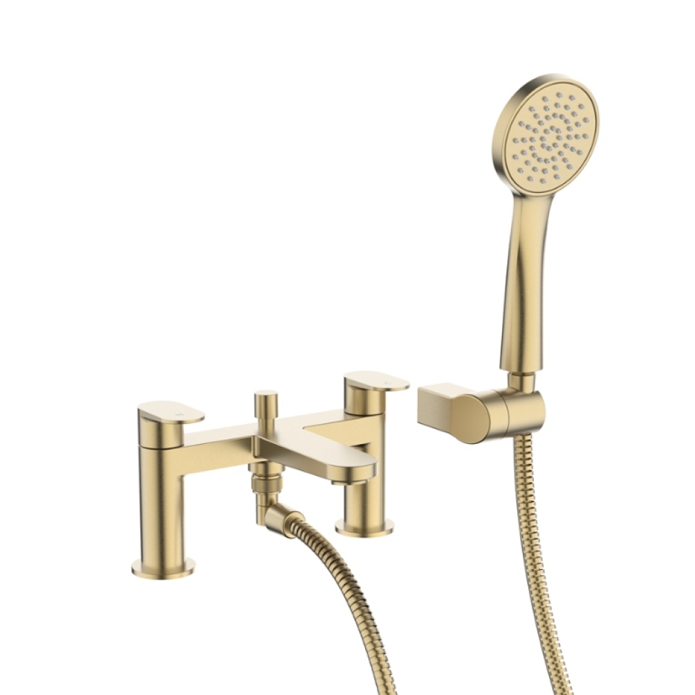 Product Cut out image of the Crosswater Drift Brushed Brass Bath Shower Mixer