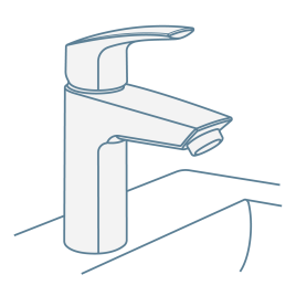 Iconography image of single basin mono mixer lever tap fitted to a basin