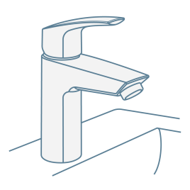 Iconography image of single basin mono mixer lever tap fitted to a basin