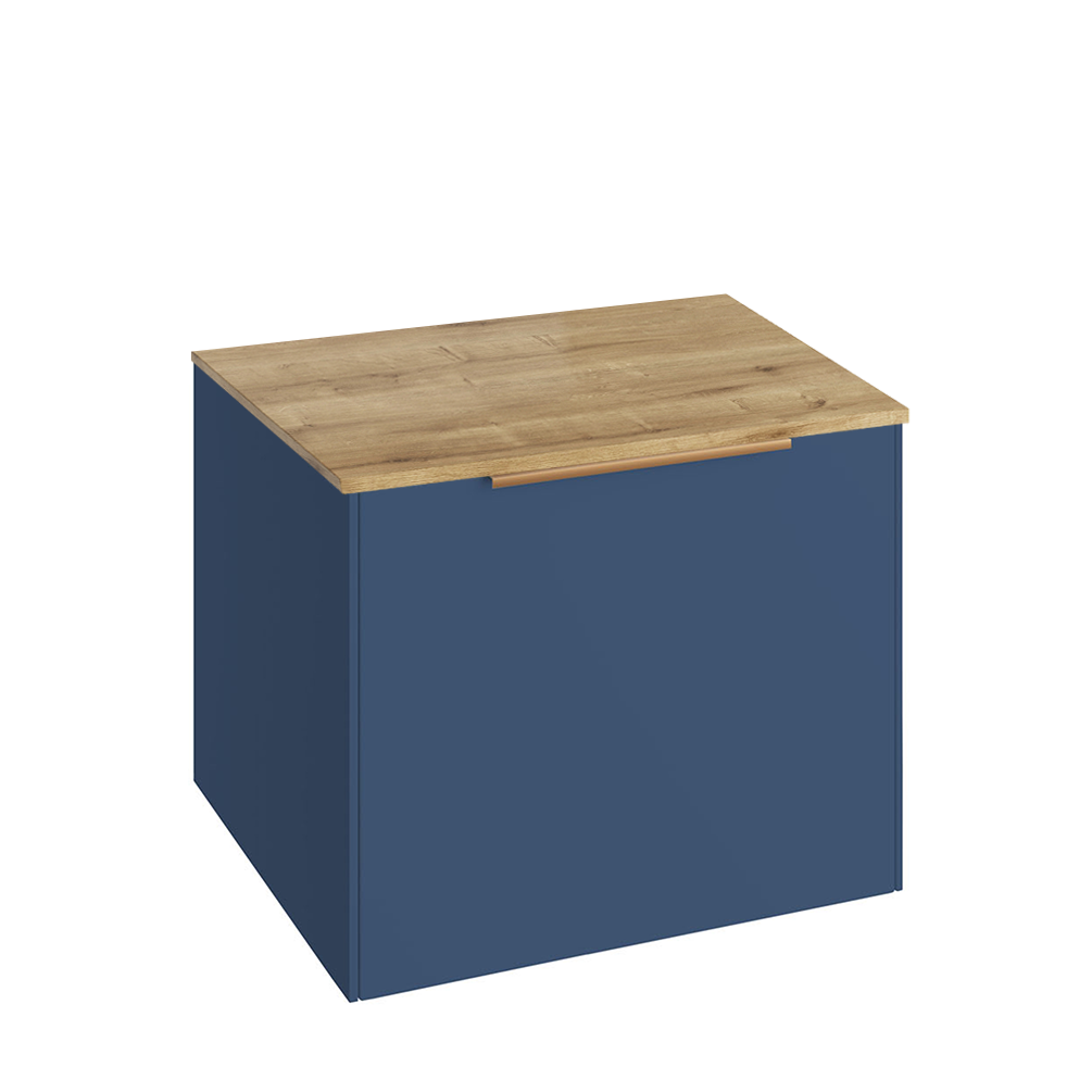 Abacus Concept Sit On Ocean Blue 600mm Vanity Unit - Oak Countertop