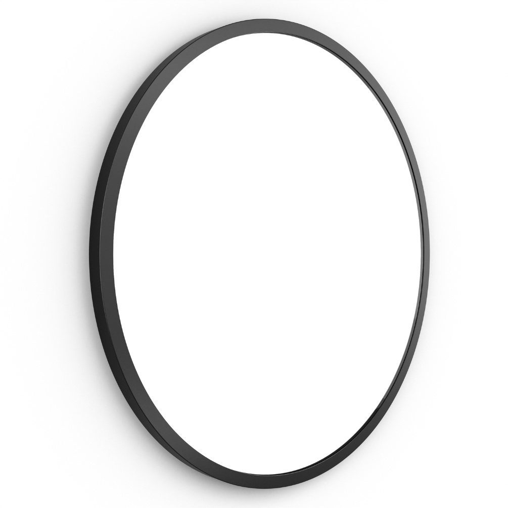 Side facing cut out image of the Origins Living Docklands Round 600mm x 600m Black Mirror B375530
