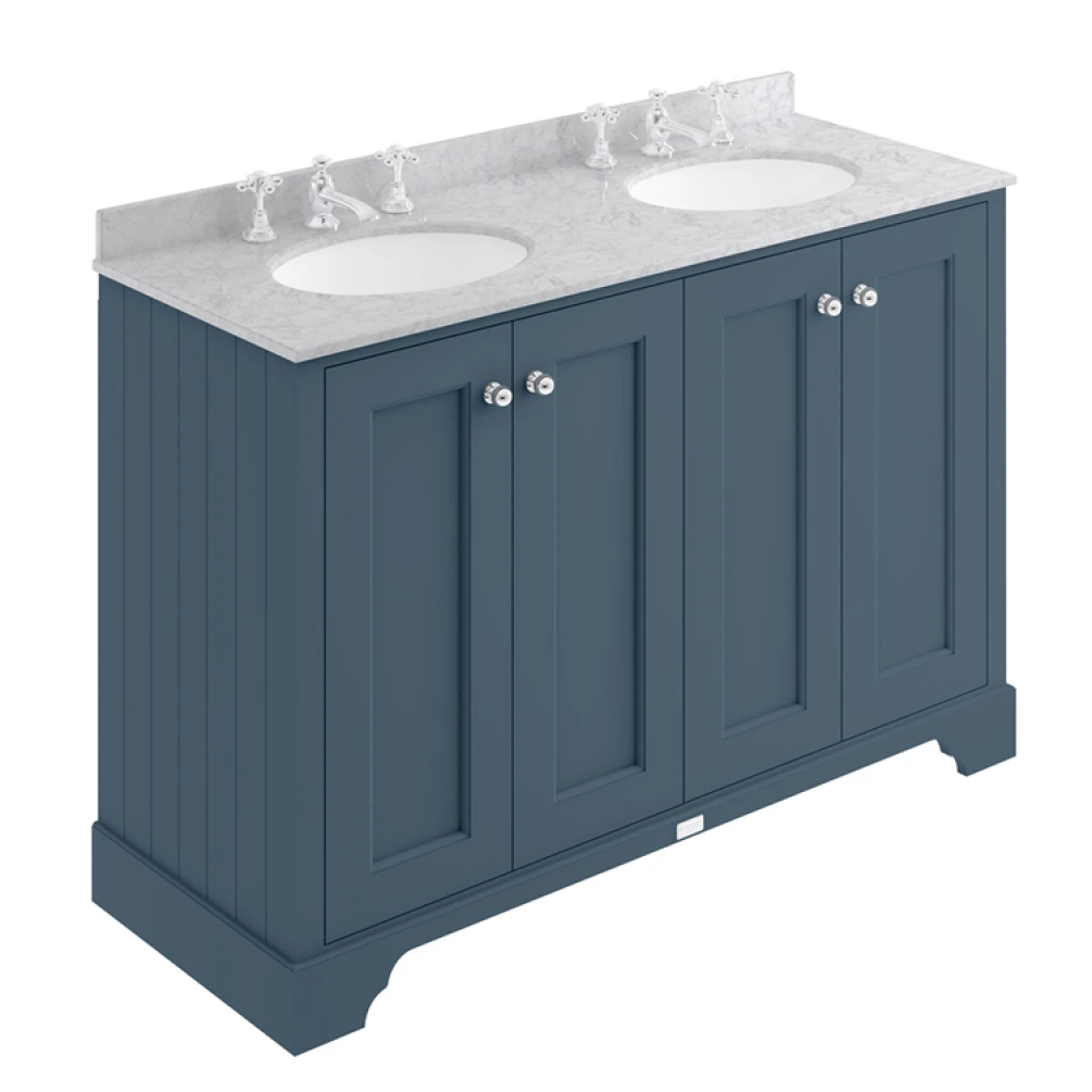 Photo of Bayswater Stiffkey Blue 1200mm 4 Door Vanity Unit & Grey 3TH Worktop